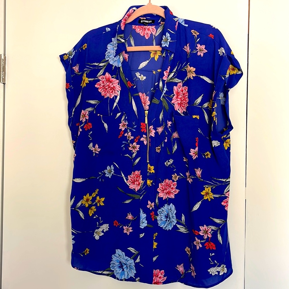 Express Semi-Sheer Floral Top (Size XL)